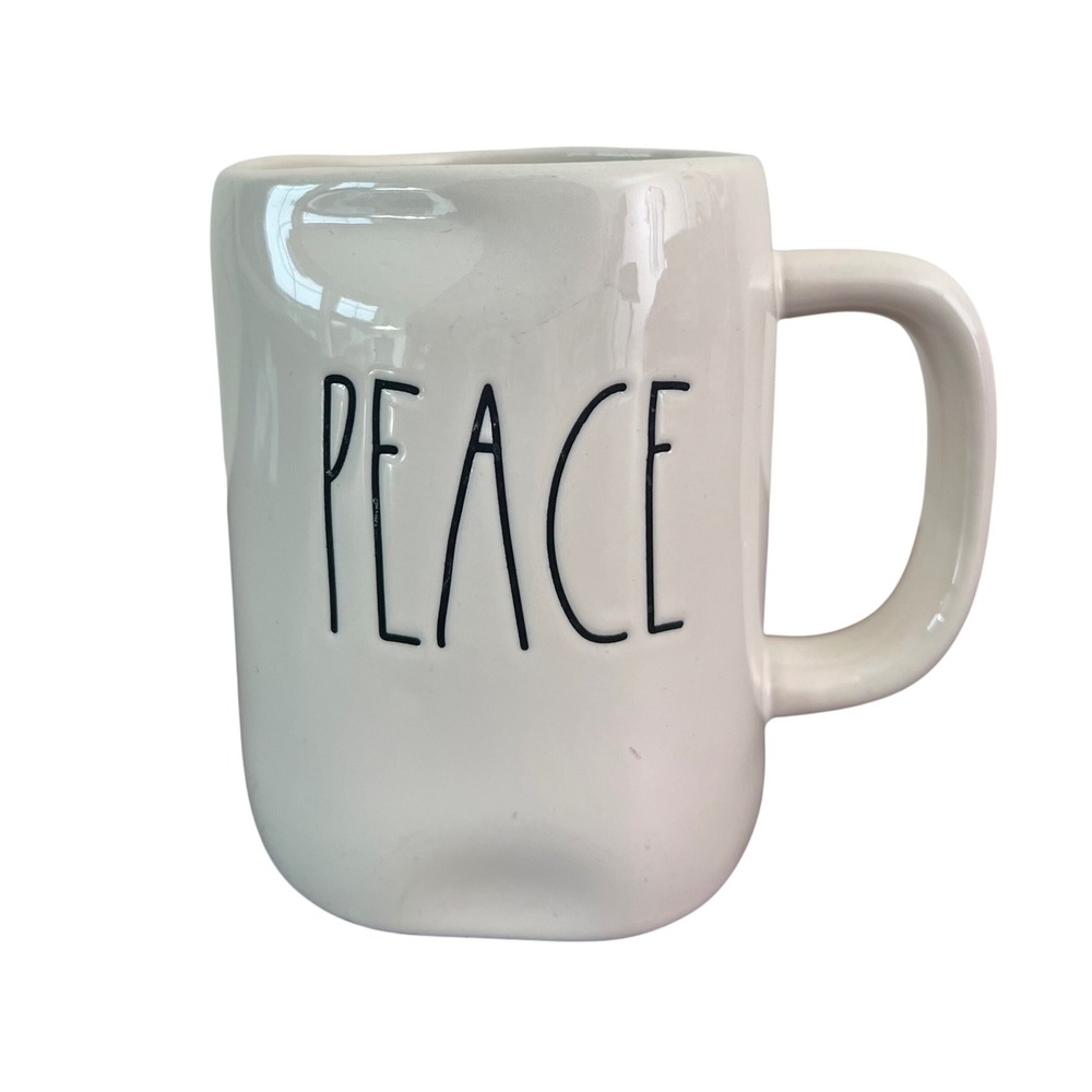 Rae Dunn PEACE Artisan Collection Magenta Ivory Ceramic Coffee Tea Mug Cup LL